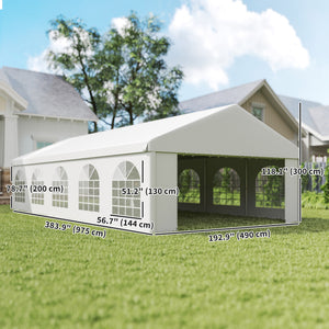 16'x32' Heavy Duty Large Party Tent & Carport with Removable Sidewalls, Windows, Portable Garage Canopy Tent, Sun Shade Shelter for Parties Wedding Outdoor Events, White