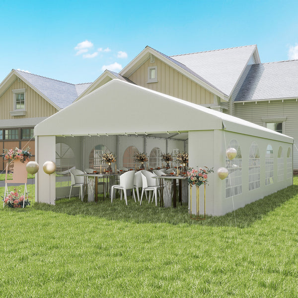 16'x32' Heavy Duty Large Party Tent & Carport with Removable Sidewalls, Windows, Portable Garage Canopy Tent, Sun Shade Shelter for Parties Wedding Outdoor Events, White
