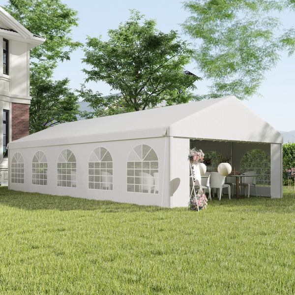 16'x32' Heavy Duty Large Party Tent & Carport with Removable Sidewalls, Windows, Portable Garage Canopy Tent, Sun Shade Shelter for Parties Wedding Outdoor Events, White