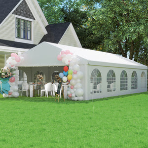16'x32' Heavy Duty Large Party Tent & Carport with Removable Sidewalls, Windows, Portable Garage Canopy Tent, Sun Shade Shelter for Parties Wedding Outdoor Events, White
