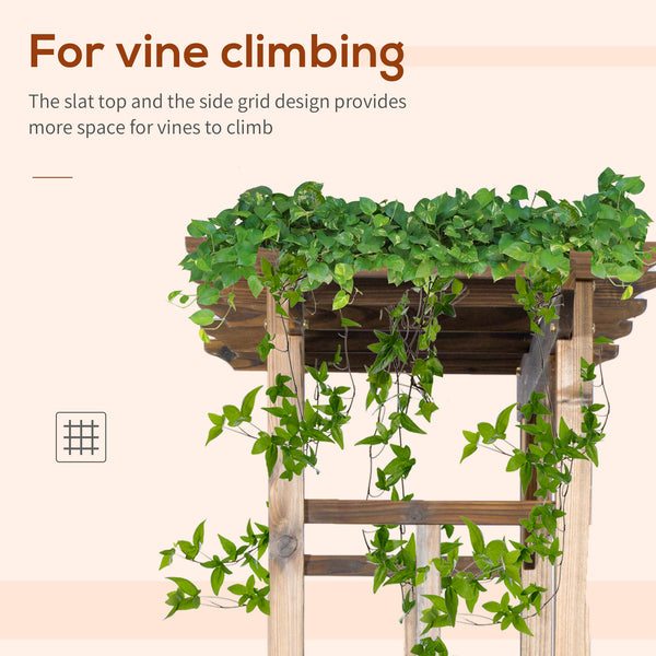 85" Wooden Garden Arbour for Wedding and Ceremony, Outdoor Garden Arch Trellis for Climbing Vines, Carbonized