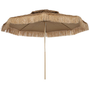 10FT Hula Thatched Tiki Patio Umbrella, 2-Tier Tropical Hawaiian Style Outdoor Umbrella with 8 Ribs, UPF30+, for Garden, Backyard, Deck, Pool, Natural