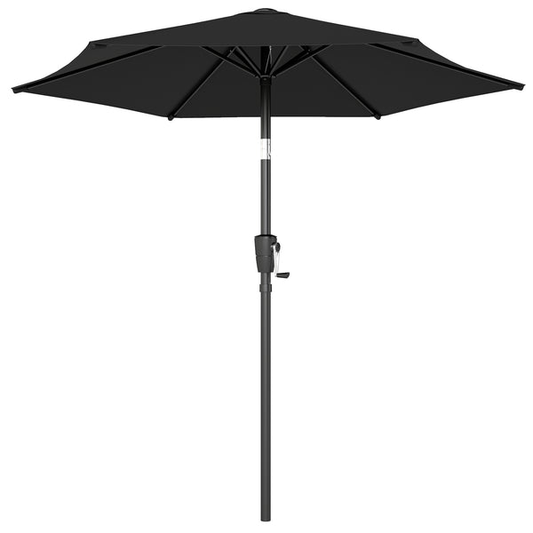2m Garden Parasol Umbrella, Outdoor Table Parasol Umbrella with Crank Handle, Tilt Function, UV30+ Protection, Sun Shade Canopy for Patio, Beach, Black