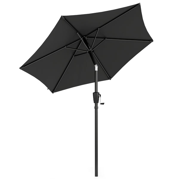2m Garden Parasol Umbrella, Outdoor Table Parasol Umbrella with Crank Handle, Tilt Function, UV30+ Protection, Sun Shade Canopy for Patio, Beach, Black