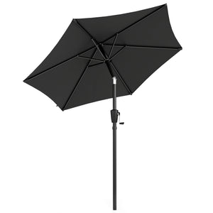 2m Garden Parasol Umbrella, Outdoor Table Parasol Umbrella with Crank Handle, Tilt Function, UV30+ Protection, Sun Shade Canopy for Patio, Beach, Black