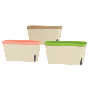 3 Pack Self Watering Planter Box, 10.5 Inch Outdoor Flower Pots with Water Level Indicator, Plastic Planter Pots for Herbs, Vegetables, Flowers, Succulents Plants