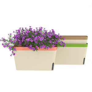3 Pack Self Watering Planter Box, 10.5 Inch Outdoor Flower Pots with Water Level Indicator, Plastic Planter Pots for Herbs, Vegetables, Flowers, Succulents Plants