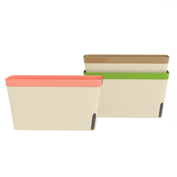 3 Pack Self Watering Planter Box, 10.5 Inch Outdoor Flower Pots with Water Level Indicator, Plastic Planter Pots for Herbs, Vegetables, Flowers, Succulents Plants