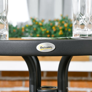 3 Pieces Rattan Bistro Set, 2 Seater Garden Furniture Set with Coffee Table and Stackable Chairs, Wicker Outdoor Table and Chairs for Garden, Porch, Balcony, Black