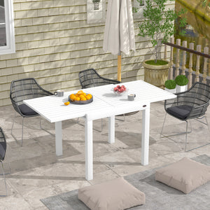 Outsunny Expandable Patio Dining Table for 4-6, 35.5" -70.75" Aluminum Extendable Outdoor Dining Table, Square/Rectangular Patio Table for Garden, Backyard, Poolside, Deck, White