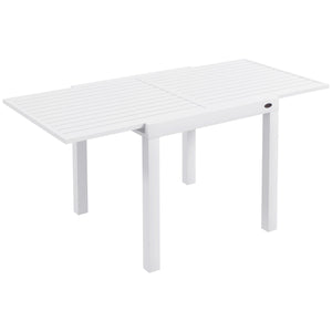 Outsunny Expandable Patio Dining Table for 4-6, 35.5" -70.75" Aluminum Extendable Outdoor Dining Table, Square/Rectangular Patio Table for Garden, Backyard, Poolside, Deck, White