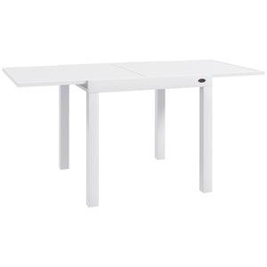 Outsunny Expandable Patio Dining Table for 4-6, 35.5" -70.75" Aluminum Extendable Outdoor Dining Table, Square/Rectangular Patio Table for Garden, Backyard, Poolside, Deck, White