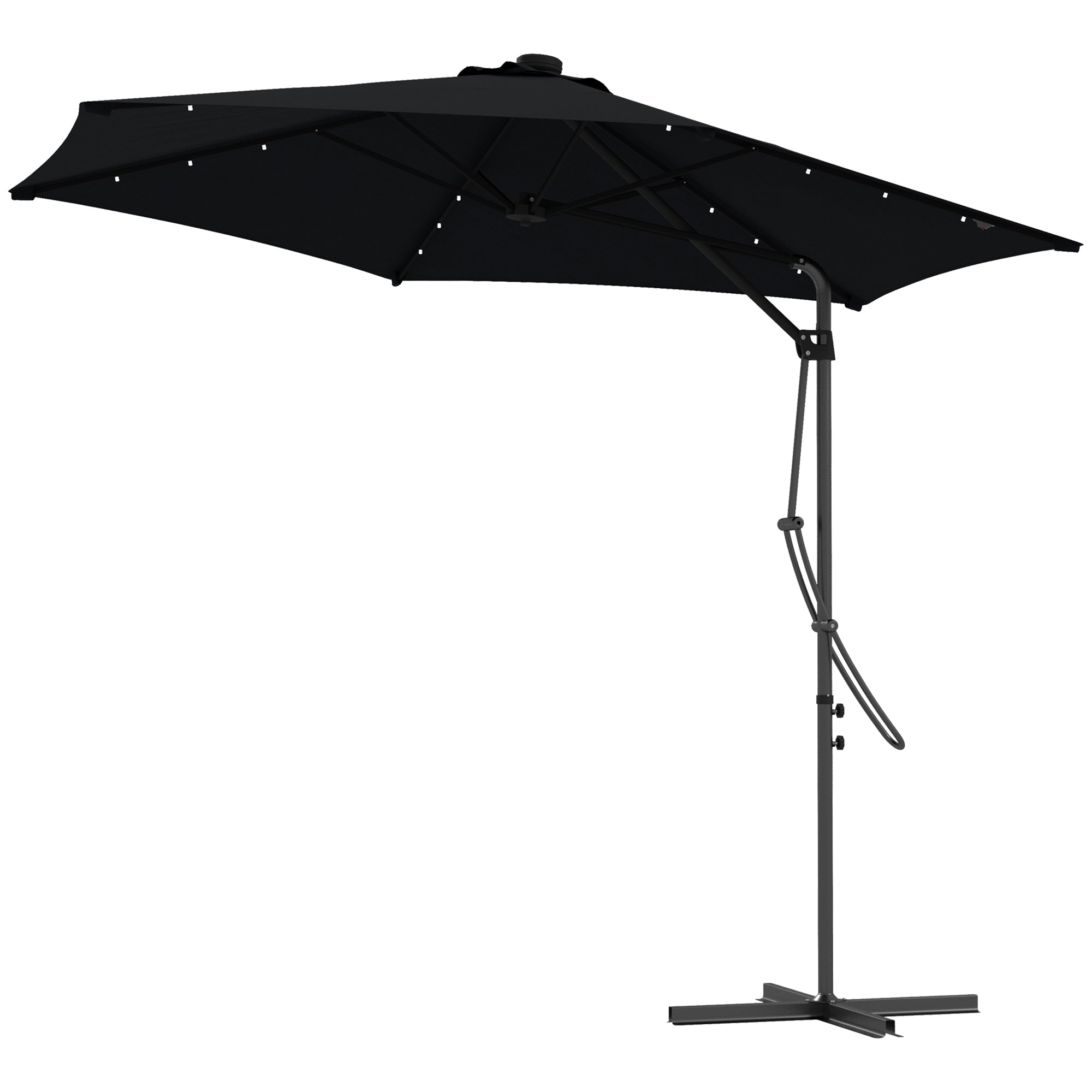 Outsunny 3m LED Parasol Umbrella, Garden Parasol with Cross Base ...