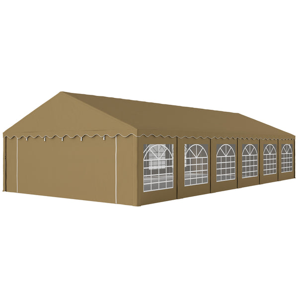 Outsunny 20' x 40' Heavy Duty Party Tent, Galvanized Outdoor Canopy Tent Large Event Shelter with Removable Sidewalls, 12 Windows and 2 Doors, Tents for Parties, Wedding, Events, BBQ Grill, Brown