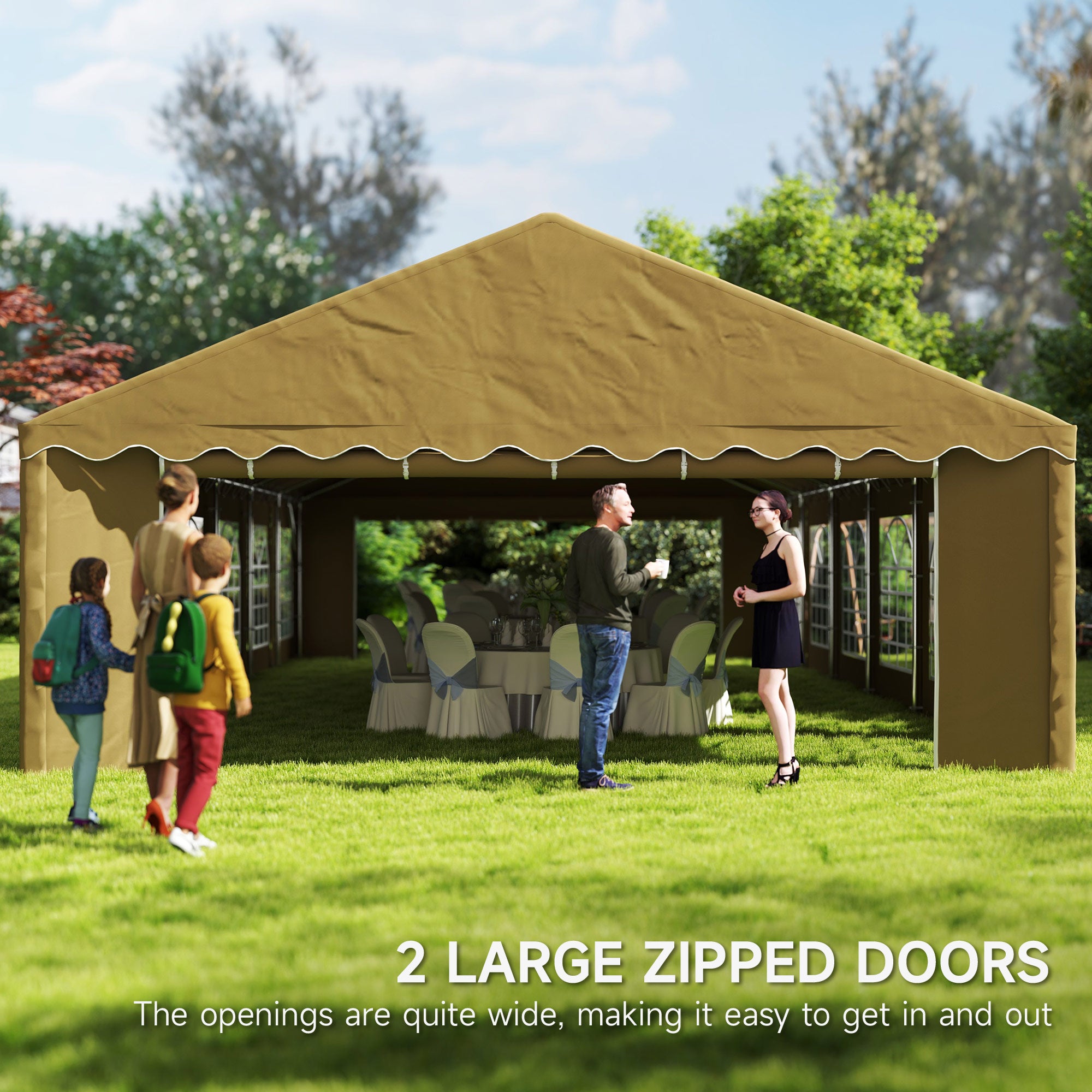 canopy tents Outsunny 20' x 40' Party Tent, Outdoor Canopy Tent with Removable Sidewalls, 12 Windows for Parties, Wedding, Events, BBQ, Brown