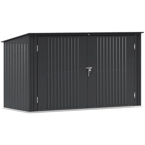 7.6 x 3.4ft Garbage Bin Shed for 3 Trash Cans, Outdoor Trash Can Storage Shed, Horizontal Outdoor Storage Shed with Lockable Double Doors and Openable Lid