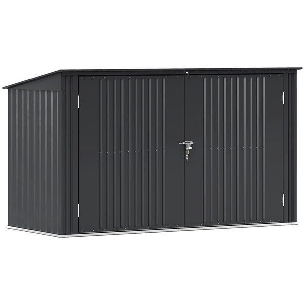 7.6 x 3.4ft Garbage Bin Shed for 3 Trash Cans, Outdoor Trash Can Storage Shed, Horizontal Outdoor Storage Shed with Lockable Double Doors and Openable Lid