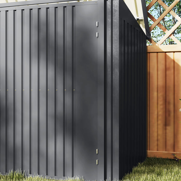 7.6 x 3.4ft Garbage Bin Shed for 3 Trash Cans, Outdoor Trash Can Storage Shed, Horizontal Outdoor Storage Shed with Lockable Double Doors and Openable Lid