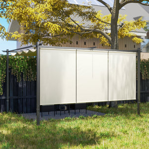 3 x 4m Metal Pergola with Retractable Roof and Roller Shade, Free Standing Gazebo Canopy Pergola Kit, UPF30+ Outdoor Sun Shelter, Beige