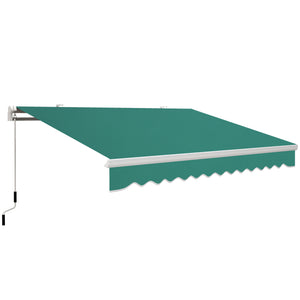 Outsunny 13' x 8' Retractable Awning, Patio Awnings, Sunshade Shelter w/ Manual Crank Handle, UV & Water-Resistant Fabric and Aluminum Frame for Deck, Balcony, Yard, Green