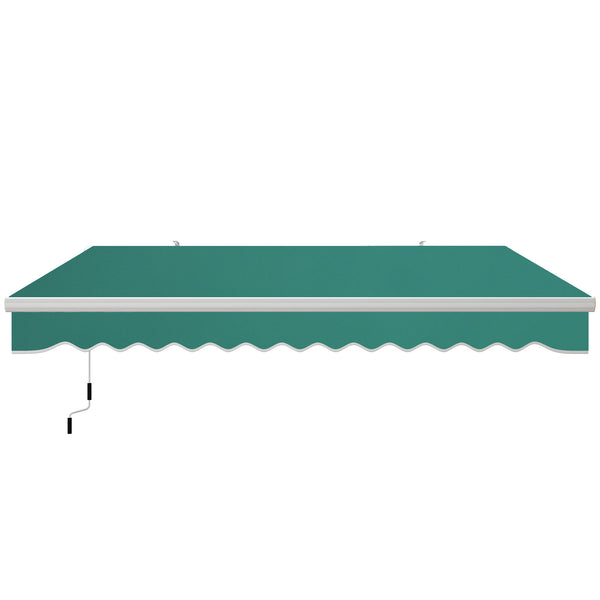 Outsunny 13' x 8' Retractable Awning, Patio Awnings, Sunshade Shelter w/ Manual Crank Handle, UV & Water-Resistant Fabric and Aluminum Frame for Deck, Balcony, Yard, Green