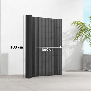 2Pcs Plastic Privacy Screening Fence, 1 m x 3 m Waterproof Windbreak Fence, UV-Resistant Garden Screening for Balcony, Terrace and Outdoor Use, Dark Grey