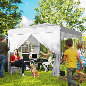 10 x 10 ft Pop Up Canopy Tent with Sidewalls, UPF50+ Outdoor Portable Instant Canopy Shelter with Carry Bag, Sandbags, Adjustable Height for  Parties, Events, Camping, White