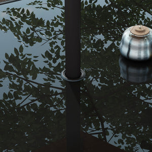 8 Pieces Patio Table and Chairs Set with 9 Ft Patio Umbrella, Outdoor Dining Set with 4.5 Ft Dining Table and 6 Chairs, Push Button Tilt and Crank Parasol, Tempered Glass Top, Mixed Brown