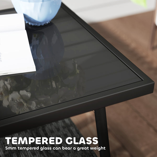 3 Piece Wicker Patio Furniture Set, PE Rattan Bistro Set with Armchairs, 2-Tier Glass-Top Table, Cushions, Outdoor Conversation Furniture for Porch, Balcony, Dark Grey