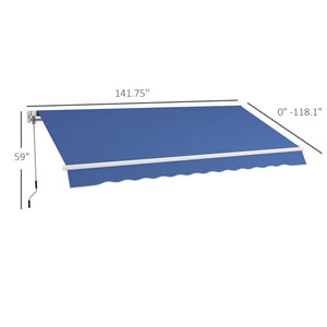 Outsunny 12' x 10' Retractable Awning Patio Awnings Sun Shade Shelter with Manual Crank Handle, 280g/m² UV & Water-Resistant Fabric and Aluminum Frame for Deck, Balcony, Yard, Dark Blue