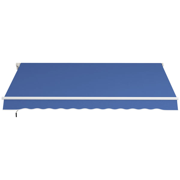 Outsunny 12' x 10' Retractable Awning Patio Awnings Sun Shade Shelter with Manual Crank Handle, 280g/m² UV & Water-Resistant Fabric and Aluminum Frame for Deck, Balcony, Yard, Dark Blue