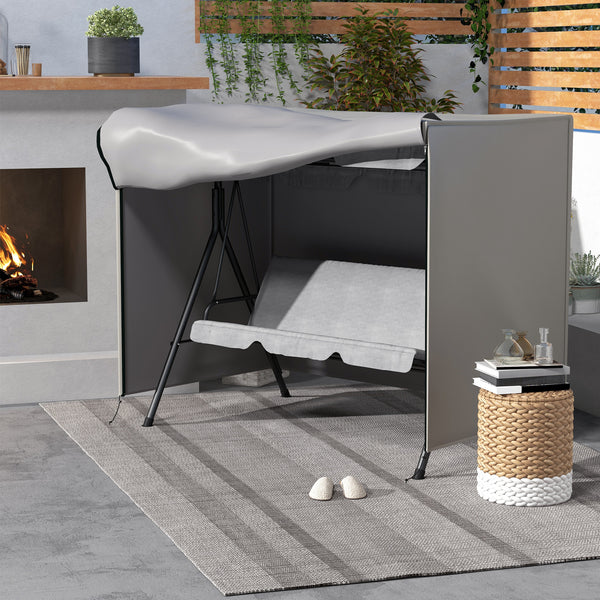 3 Seater 600D Oxford Patio Swing Chair Cover Outdoor Garden Furniture Rain Protection Protector Waterproof Anti-UV, 205 x 124 x 164 cm, Light Grey