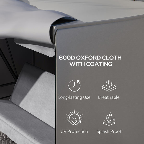 3 Seater 600D Oxford Patio Swing Chair Cover Outdoor Garden Furniture Rain Protection Protector Waterproof Anti-UV, 205 x 124 x 164 cm, Light Grey