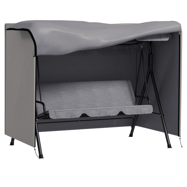3 Seater 600D Oxford Patio Swing Chair Cover Outdoor Garden Furniture Rain Protection Protector Waterproof Anti-UV, 205 x 124 x 164 cm, Light Grey