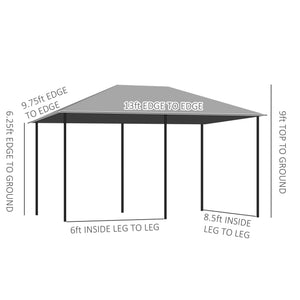 Outsunny 10' x 13' Outdoor Patio Gazebo, Canopy Shelter with 6 Removable Sidewalls & Steel Frame for Garden, Lawn, Backyard & Deck, Gray