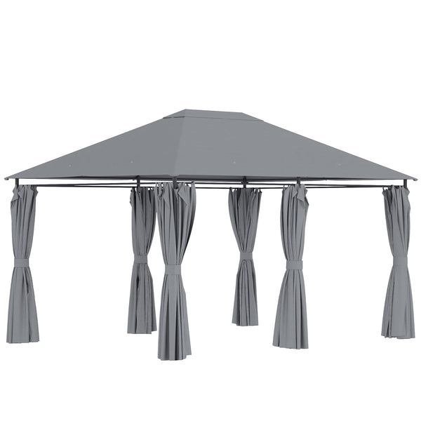 Outsunny 10' x 13' Outdoor Patio Gazebo, Canopy Shelter with 6 Removable Sidewalls & Steel Frame for Garden, Lawn, Backyard & Deck, Gray