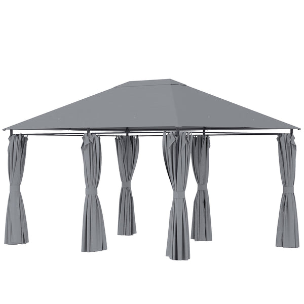 Outsunny 10' x 13' Outdoor Patio Gazebo, Canopy Shelter with 6 Removable Sidewalls & Steel Frame for Garden, Lawn, Backyard & Deck, Gray