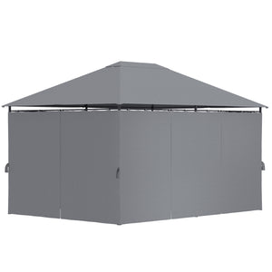 Outsunny 10' x 13' Outdoor Patio Gazebo, Canopy Shelter with 6 Removable Sidewalls & Steel Frame for Garden, Lawn, Backyard & Deck, Gray