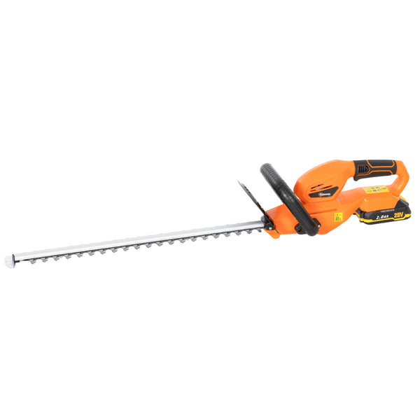 20" Cordless Hedge Trimmer, 18V Electric Hedge Cutter with 51cm Dual Action Blade, 2000mAh Battery and Charger for Garden Branches, Shrubs, Twigs, Orange