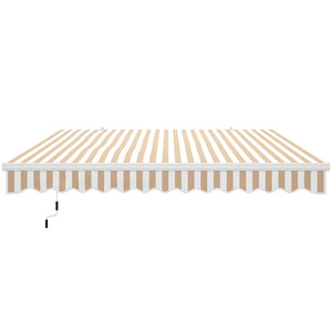 Outsunny 13' x 8' Retractable Awning, Patio Awnings, Sunshade Shelter w/ Manual Crank Handle, UV & Water-Resistant Fabric and Aluminum Frame for Deck, Balcony, Yard, Beige Stripes