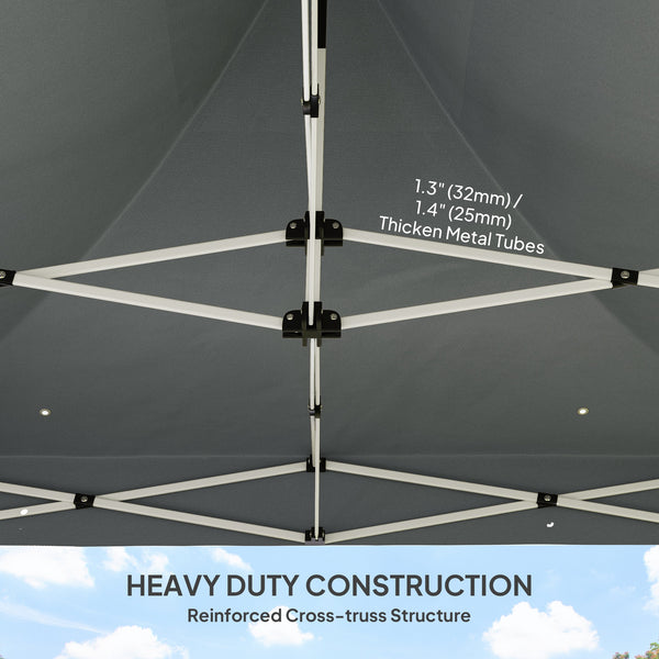 Outsunny 10' x 10' Heavy Duty Pop Up Canopy Tent with Sidewall, UPF50+ Instant Sun Shelter with Storage Pockets, Height Adjustable, with Wheeled Bag, Sand Bags for Outdoor, Patio, Gray