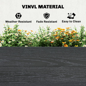 Vinyl Raised Garden Bed Kit, 3 x 3 x 1ft Elevated Garden Box with Open Bottom, Screwless Outdoor Planter Box for Flowers Herbs Vegetables, DIY Assembly, Grey Wood Effect