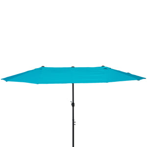 Outsunny Extra Large 15ft Patio Umbrella, Double-Sided Outdoor Umbrella with Crank Handle and Air Vents for Backyard, Deck, Pool, Market, Lake Blue