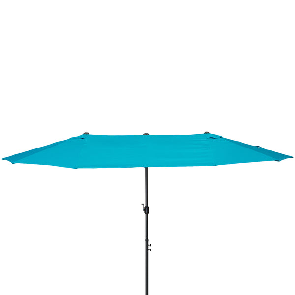 Outsunny Extra Large 15ft Patio Umbrella, Double-Sided Outdoor Umbrella with Crank Handle and Air Vents for Backyard, Deck, Pool, Market, Lake Blue