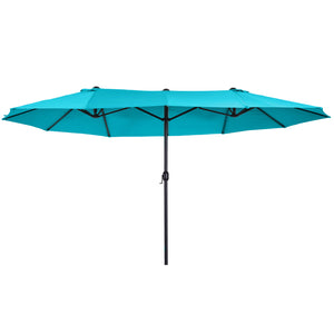 Outsunny Extra Large 15ft Patio Umbrella, Double-Sided Outdoor Umbrella with Crank Handle and Air Vents for Backyard, Deck, Pool, Market, Lake Blue