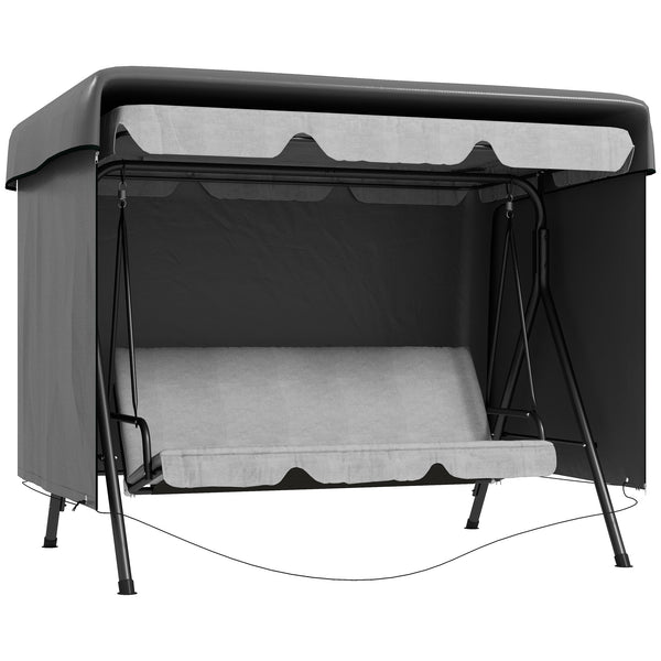 Patio 3 Seater Swing Chair Bench Cover Outdoor Garden Furniture Rain Protection Cover Protector Waterproof Anti-UV, 215L x 155W x 150Hcm, Dark Grey