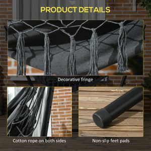 Patio Hammock Chair with Stand, Outdoor Hammock Swing Hanging Lounge Chair with Side Pocket and Headrest, Dark Grey