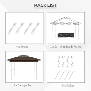 Outsunny 12' x 12' Pop Up Canopy Tent with Netting and Carry Bag, Instant Sun Shelter with 137 sq.ft Shade, Tents for Parties, Height Adjustable, for Outdoor, Garden, Patio, Dark Brown