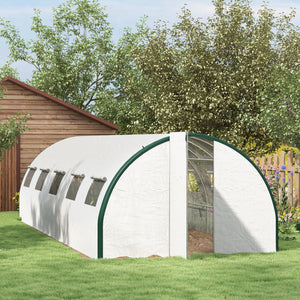 Outsunny 25' x 10' x 6.6' Walk-in Tunnel Greenhouse with Upgraded Structure, Outdoor Green House with 2 Hinged Doors, 10 Mesh Windows, Gardening Plant Warm House Tent, White