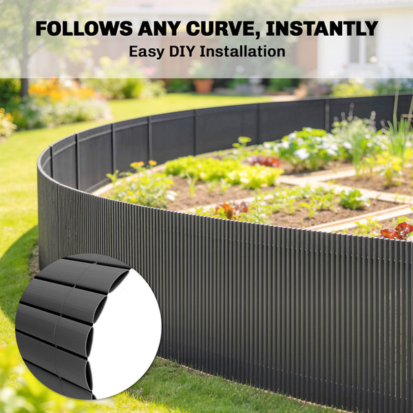 2Pcs Plastic Privacy Screening Fence, 1 m x 3 m Waterproof Windbreak Fence, UV-Resistant Garden Screening for Balcony, Terrace and Outdoor Use, Dark Grey